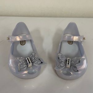 MINI MELISSA Butterfly Silver Sandals Size 7